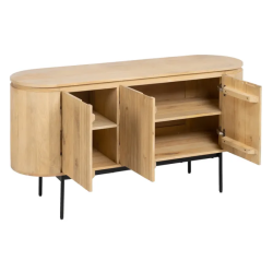Buffet en bois naturel et métal noir 4 portes arrondies – SYLPHI