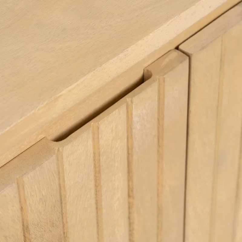 Buffet en bois naturel et métal noir 4 portes arrondies – SYLPHI
