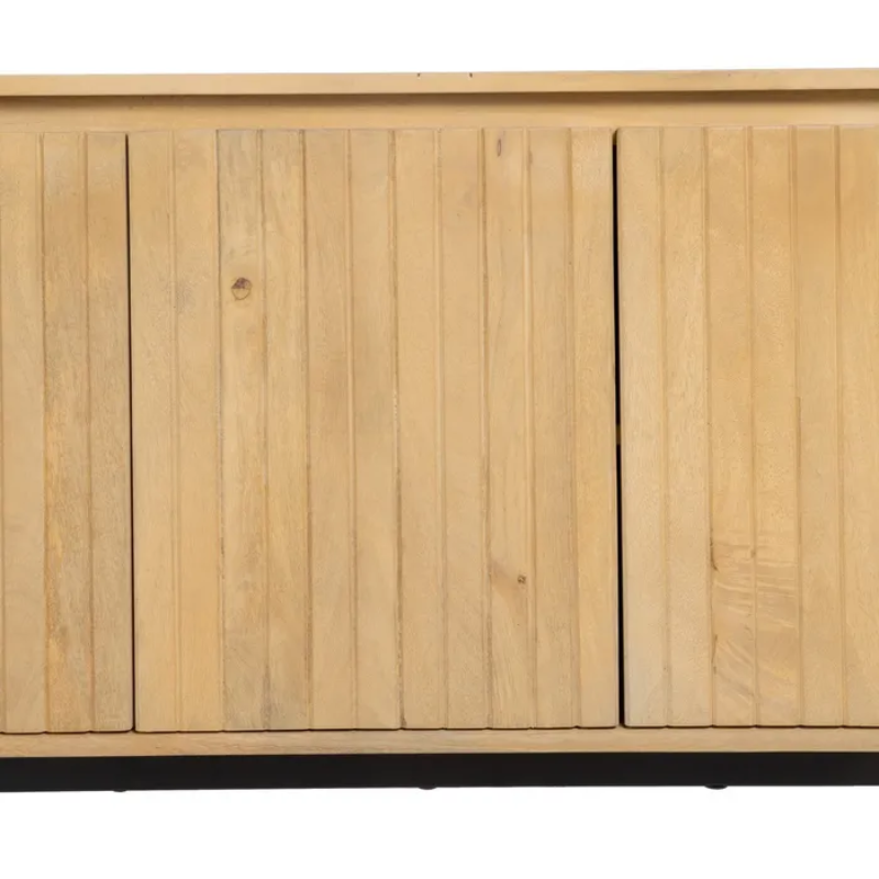 Buffet en bois naturel et métal noir 4 portes arrondies – SYLPHI