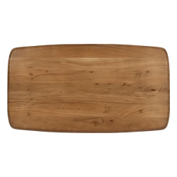 Table basse acacia huilé piètement X acier noir style atelier NOROÏA