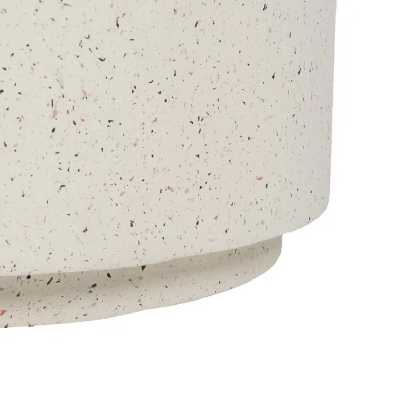 Table basse compacte magnésium blanc moucheté galet design ARIONEA