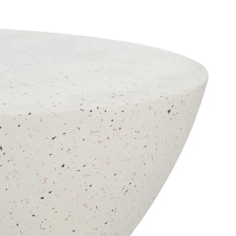 Table basse magnésium blanc moucheté galet sculptural chic ARIONEA
