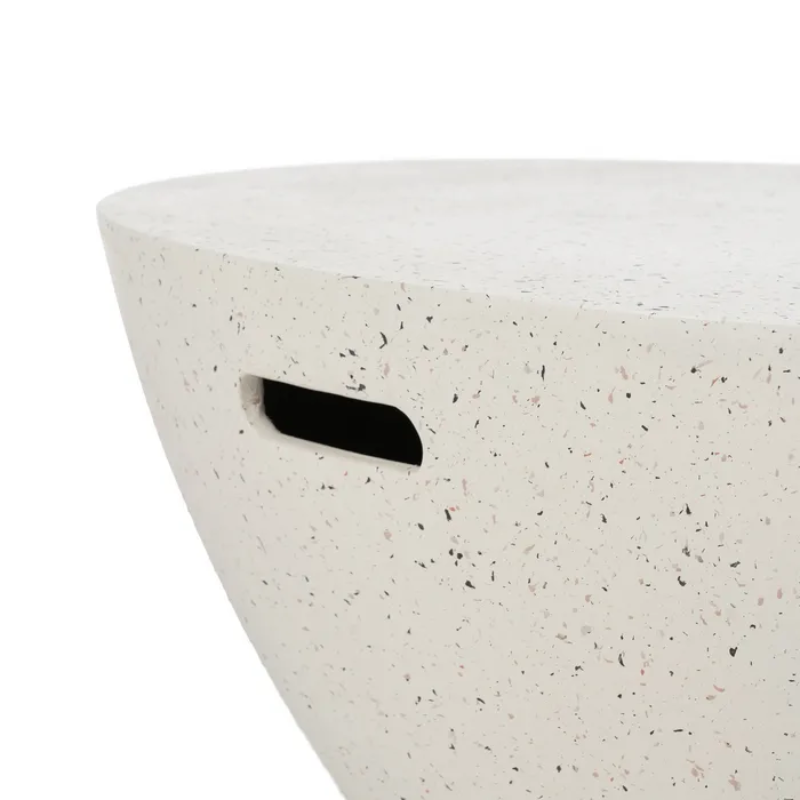 Table basse magnésium blanc moucheté galet sculptural chic ARIONEA