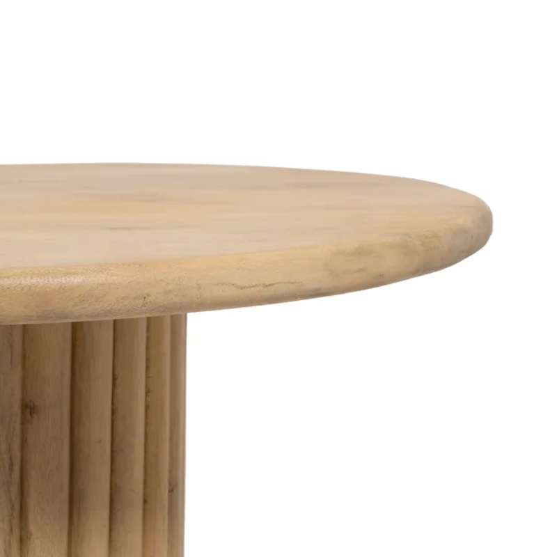 Table basse ovale manguier naturel colonnes rainurées design AQUILON