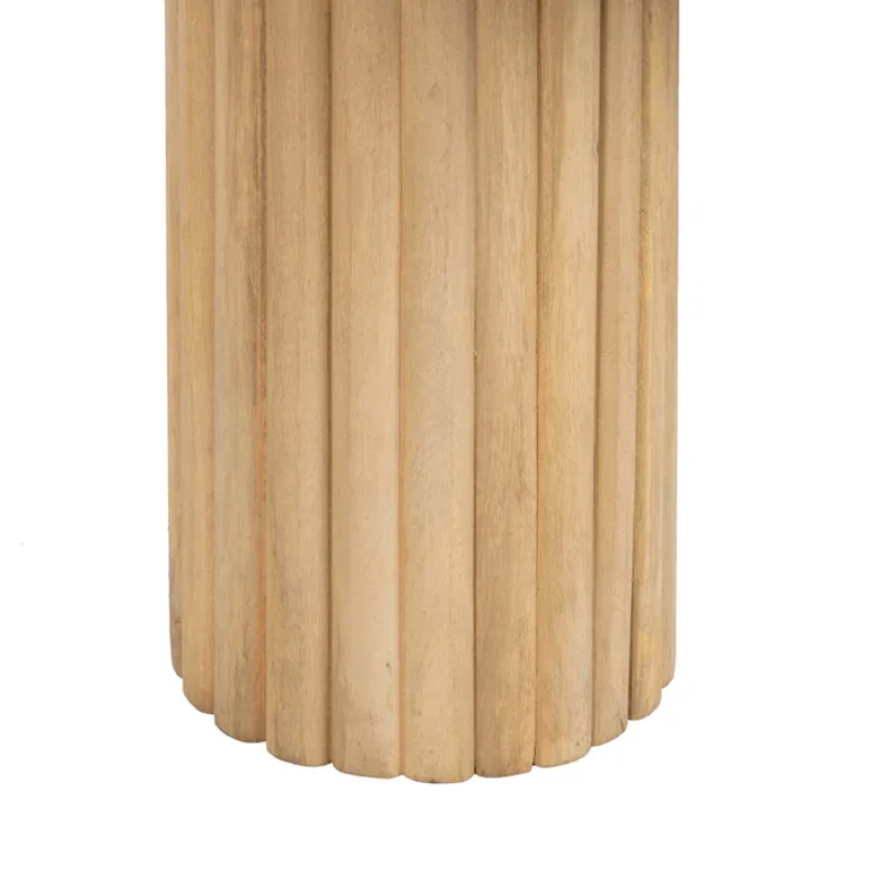Table basse ovale manguier naturel colonnes rainurées design AQUILON