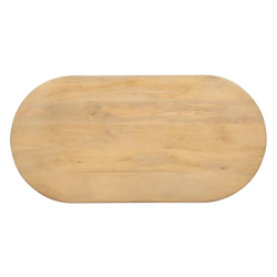 Table basse ovale manguier naturel colonnes rainurées design AQUILON