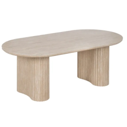 Table basse ovale pierre beige double pied cannelé allure THYMORIA