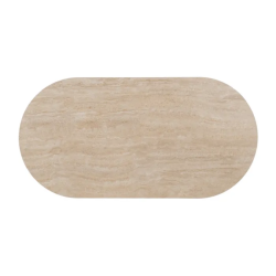 Table basse ovale pierre beige double pied cannelé allure THYMORIA