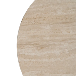 Table basse ronde pierre beige pied cannelé esprit colonne THYMORIA