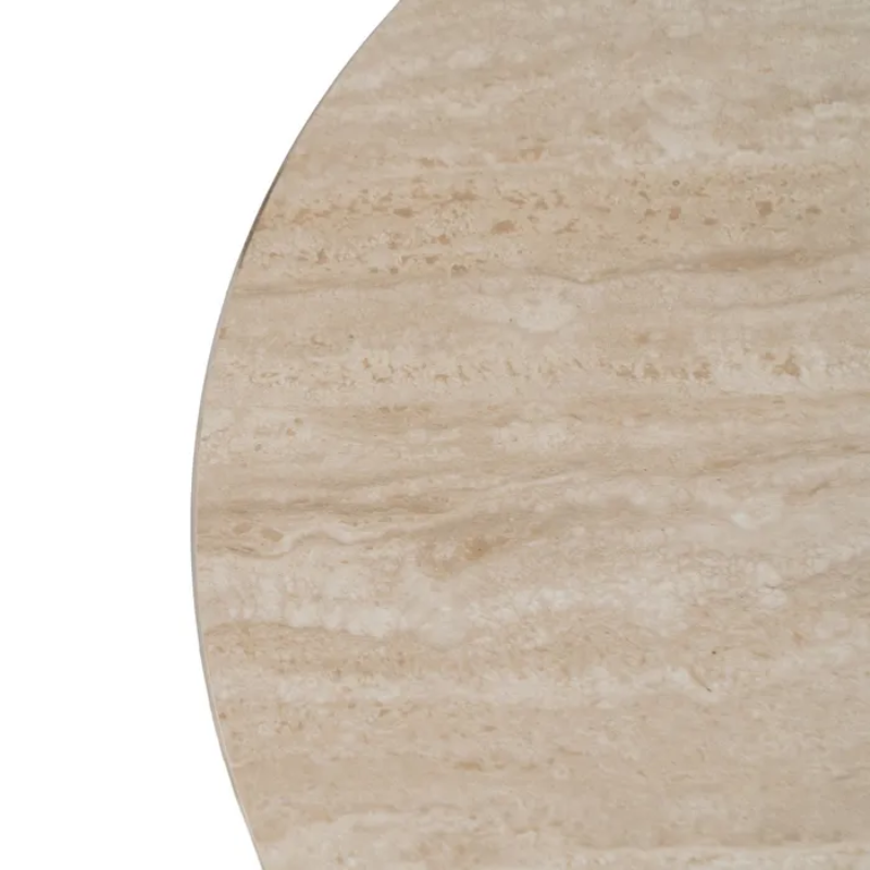Table basse ronde pierre beige pied cannelé esprit colonne THYMORIA