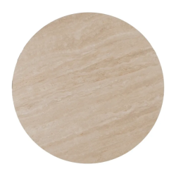 Table basse ronde pierre beige pied cannelé esprit colonne THYMORIA