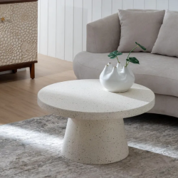 Table basse outdoor magnésium blanc 80 cm de diamètre durable RISOLE