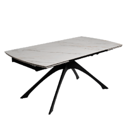 Table extensible 180–260 cm marbrée pied métal noir solide VALTERA