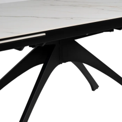 Table extensible 180–260 cm marbrée pied métal noir solide VALTERA
