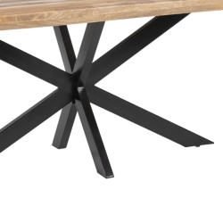 Table à manger 180 cm bois naturel pied étoile noir stylé SÉLÉNIA
