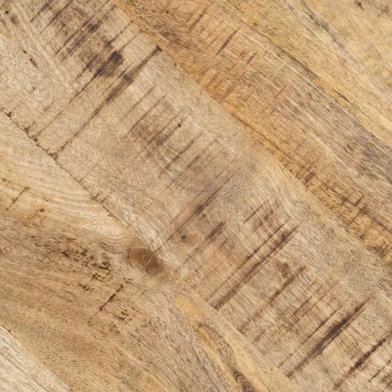 Table ronde de 140 cm bois naturel artisanal métal noir brut SÉLÉNIA