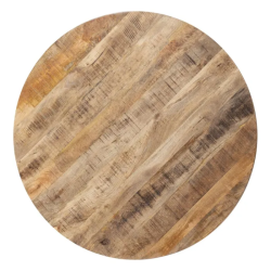 Table ronde de 140 cm bois naturel artisanal métal noir brut SÉLÉNIA