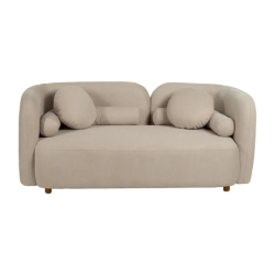 Canapé galbé PERIALIS couleur beige 2 places avec coussins arrondis