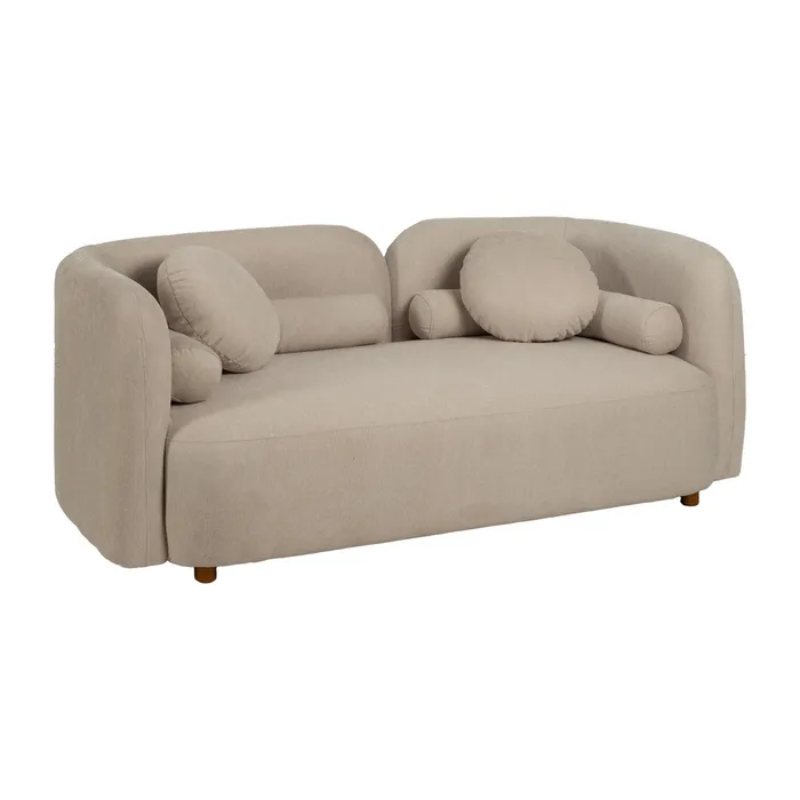 Canapé galbé PERIALIS couleur beige 2 places avec coussins arrondis