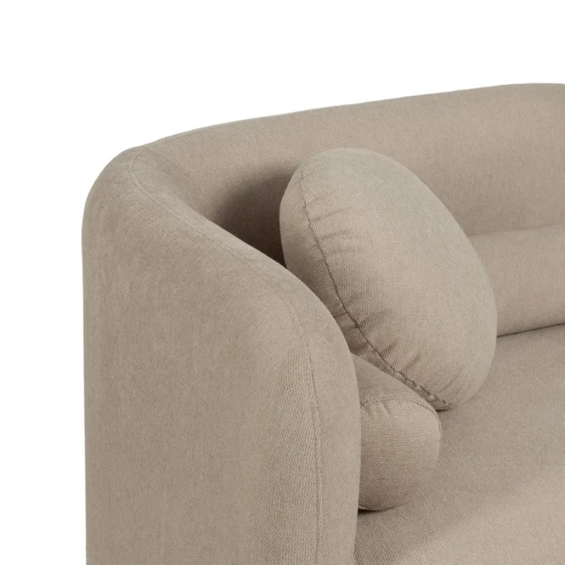 Canapé galbé PERIALIS couleur beige 2 places avec coussins arrondis