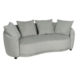 Canapé 3 places couleur gris clair côtelé + coussins confort SOLINCA