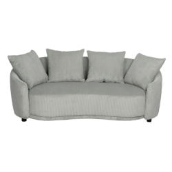 Canapé 3 places couleur gris clair côtelé + coussins confort SOLINCA