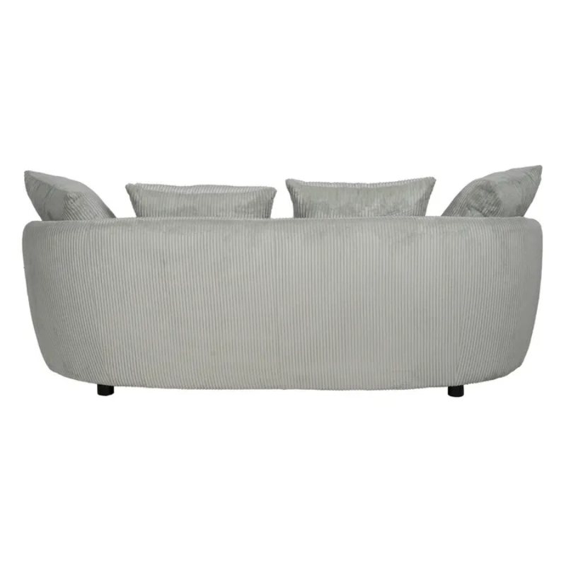 Canapé 3 places couleur gris clair côtelé + coussins confort SOLINCA