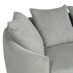 Canapé 3 places couleur gris clair côtelé + coussins confort SOLINCA