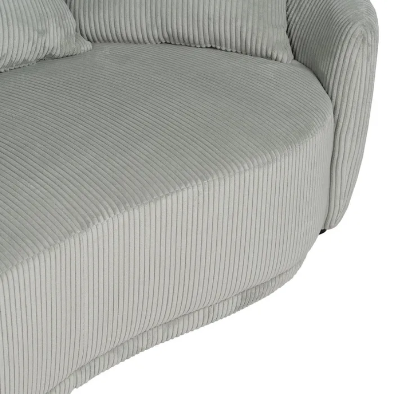 Canapé 3 places couleur gris clair côtelé + coussins confort SOLINCA