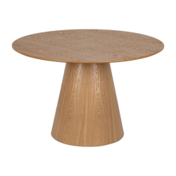 Table ronde 120 cm bois naturel pied central conique élégant RIZEA