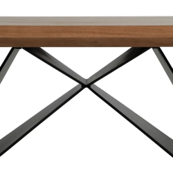 Table 200 cm acacia massif pieds croisés métal noir design NOROÏA