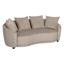Canapé 3 places côtelé couleur beige avec coussins douillets SOLINCA