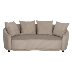 Canapé 3 places côtelé couleur beige avec coussins douillets SOLINCA