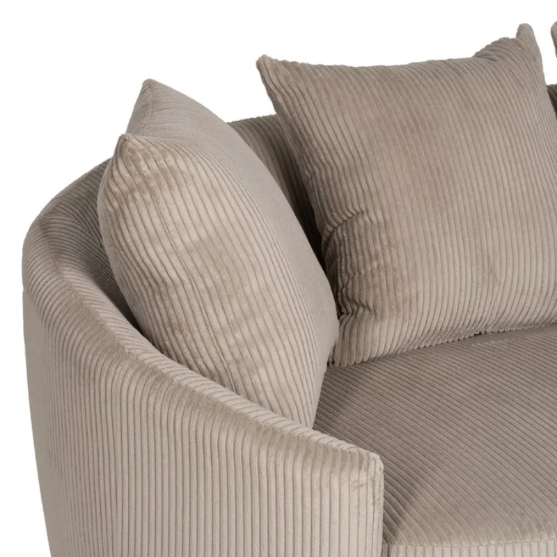 Canapé 3 places côtelé couleur beige avec coussins douillets SOLINCA