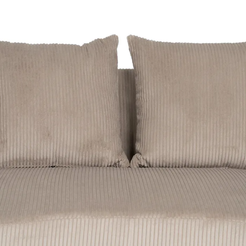 Canapé 3 places côtelé couleur beige avec coussins douillets SOLINCA