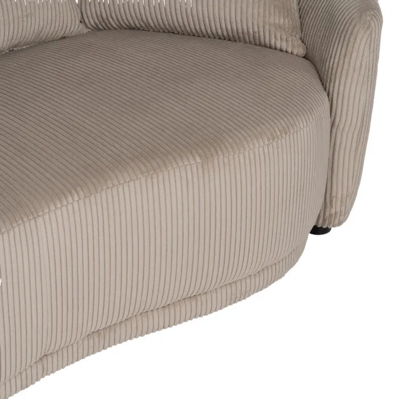 Canapé 3 places côtelé couleur beige avec coussins douillets SOLINCA