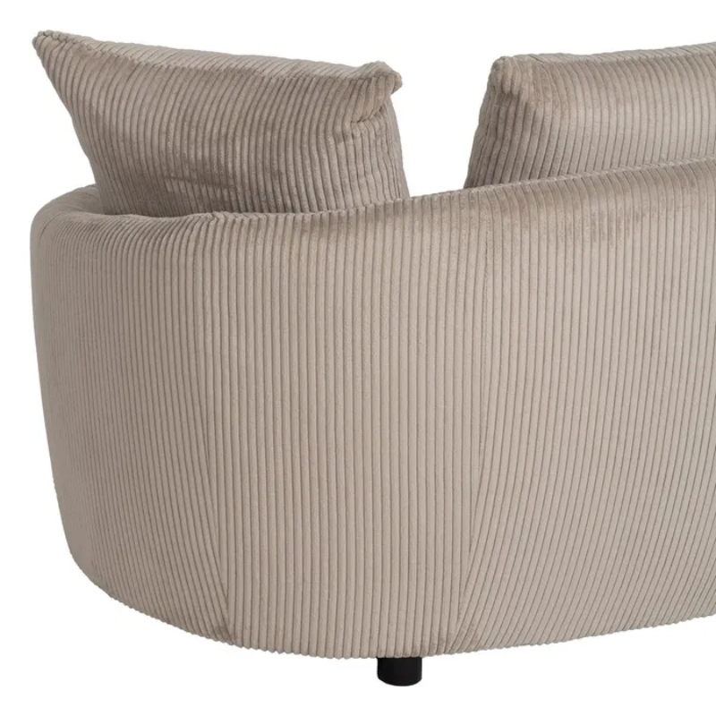 Canapé 3 places côtelé couleur beige avec coussins douillets SOLINCA