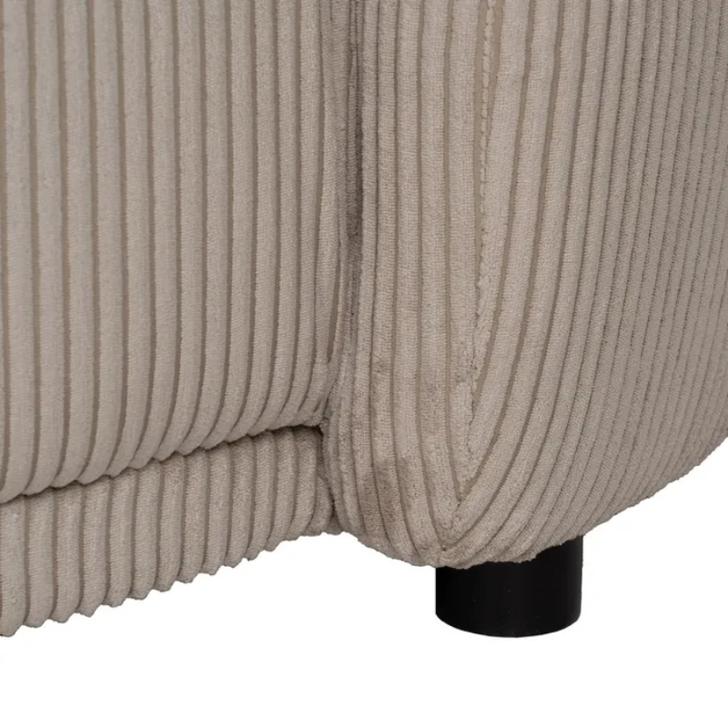 Canapé 3 places côtelé couleur beige avec coussins douillets SOLINCA