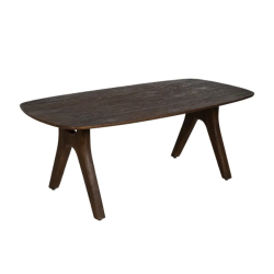 Table 200 cm manguier brun forme sculptée courbée brute MYLONIS