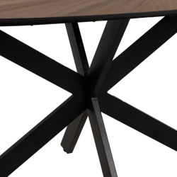 Table 178 cm MDF naturel piètement central noir moderne SYLVORA