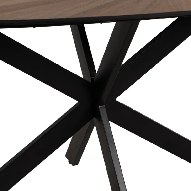 Table 178 cm MDF naturel piètement central noir moderne SYLVORA