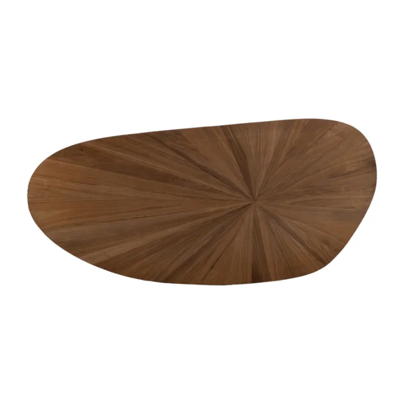 Table 178 cm MDF naturel piètement central noir moderne SYLVORA