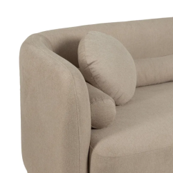 Canapé MORESIA de 3 places en tissu beige galbé avec coussins déco