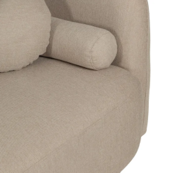 Canapé MORESIA de 3 places en tissu beige galbé avec coussins déco