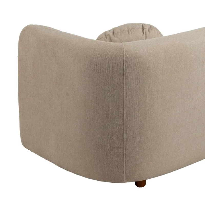 Canapé MORESIA de 3 places en tissu beige galbé avec coussins déco
