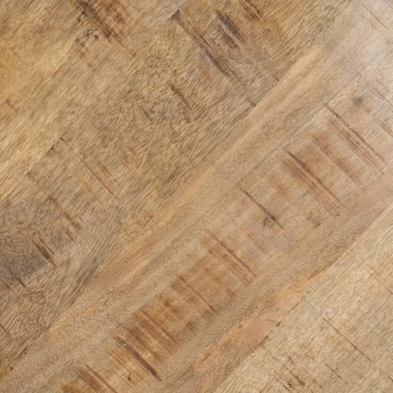 Table ronde 150 cm bois naturel plateau métal noir massif CALYPSO