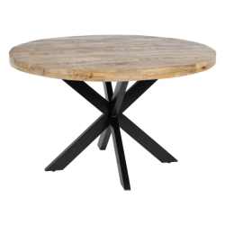 Table ronde 130 cm bois massif pied noir graphique moderne CALYPSO