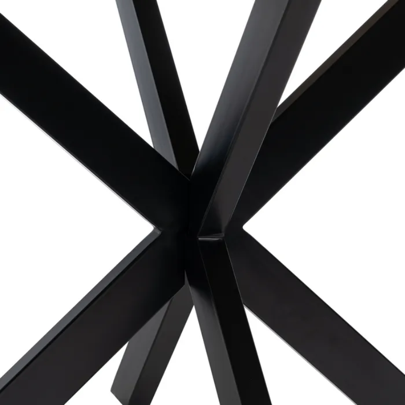 Table ronde 130 cm bois massif pied noir graphique moderne CALYPSO
