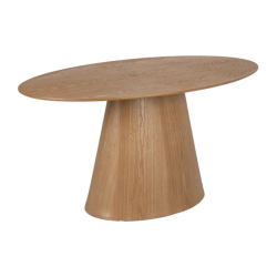Table ovale 160 cm bois naturel pied conique sculpté chic OMBRELUNE