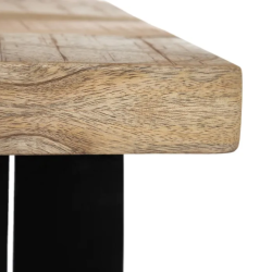 Table à manger LYSANDRA 160 cm en bois brut artisanal et métal noir